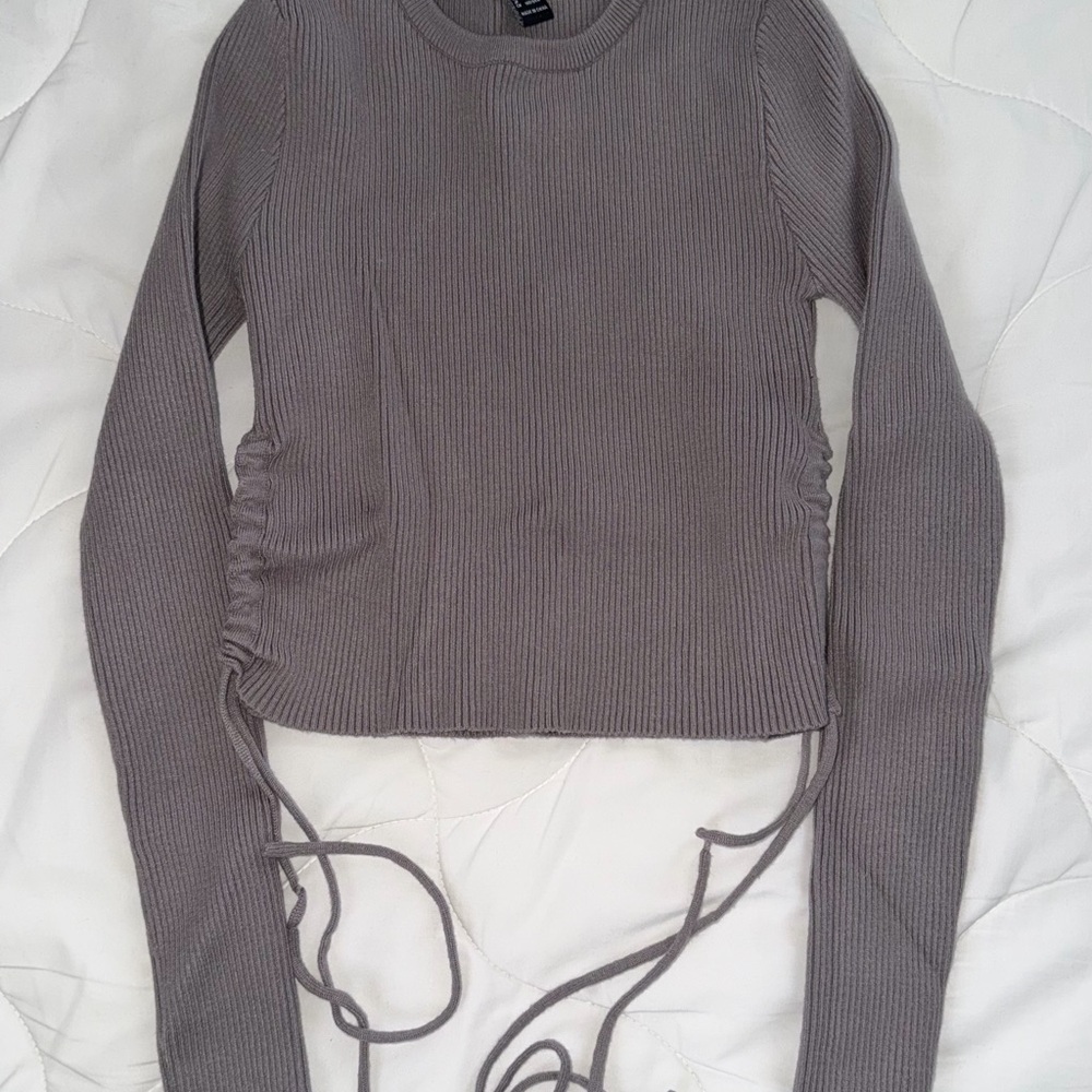Forever 21 Taupe Ribbed Long Sleeve Top